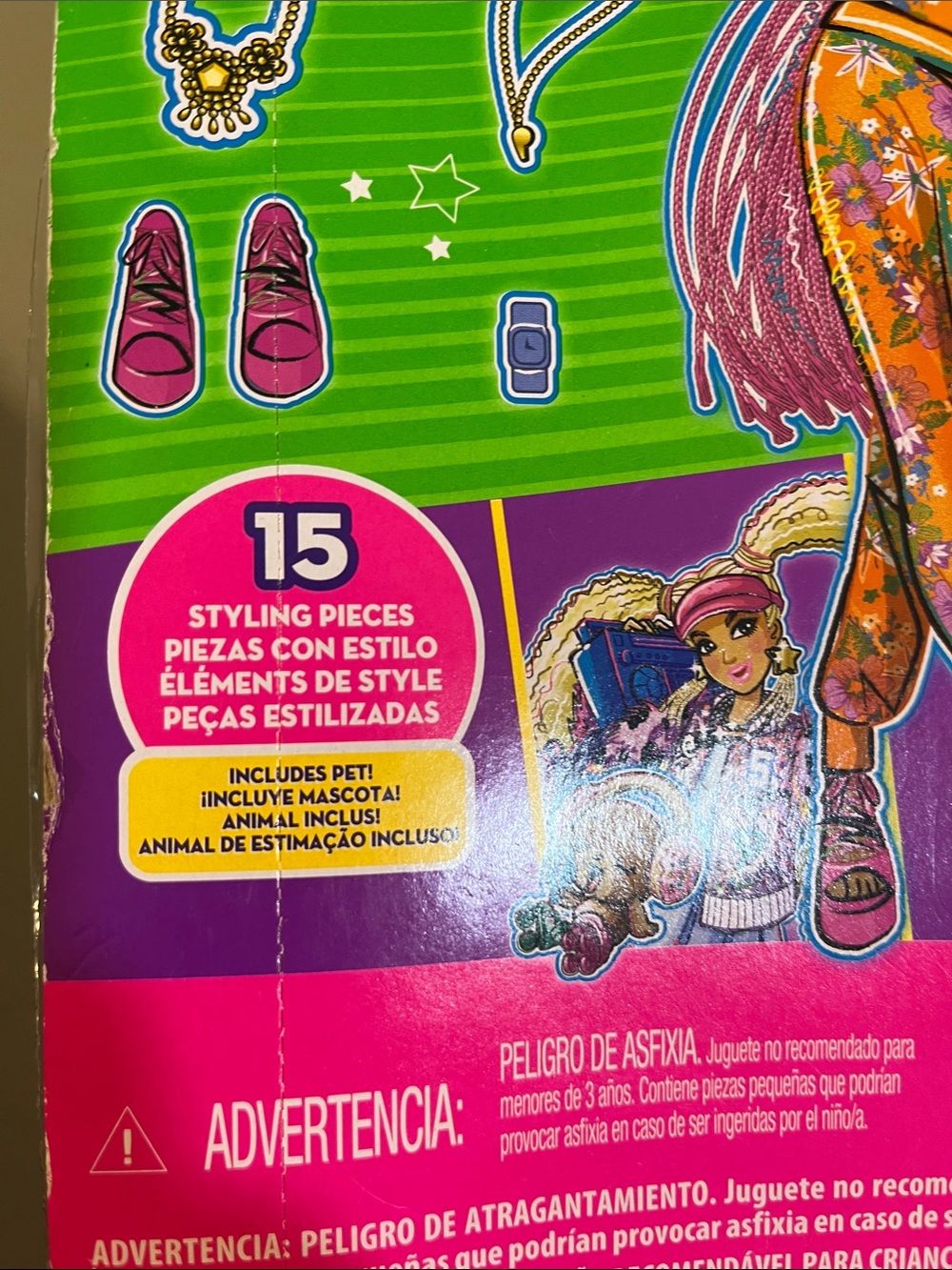 Barbie Extra Doll with Pink Hair and Multicolor Outfit - Picture 3 of 3